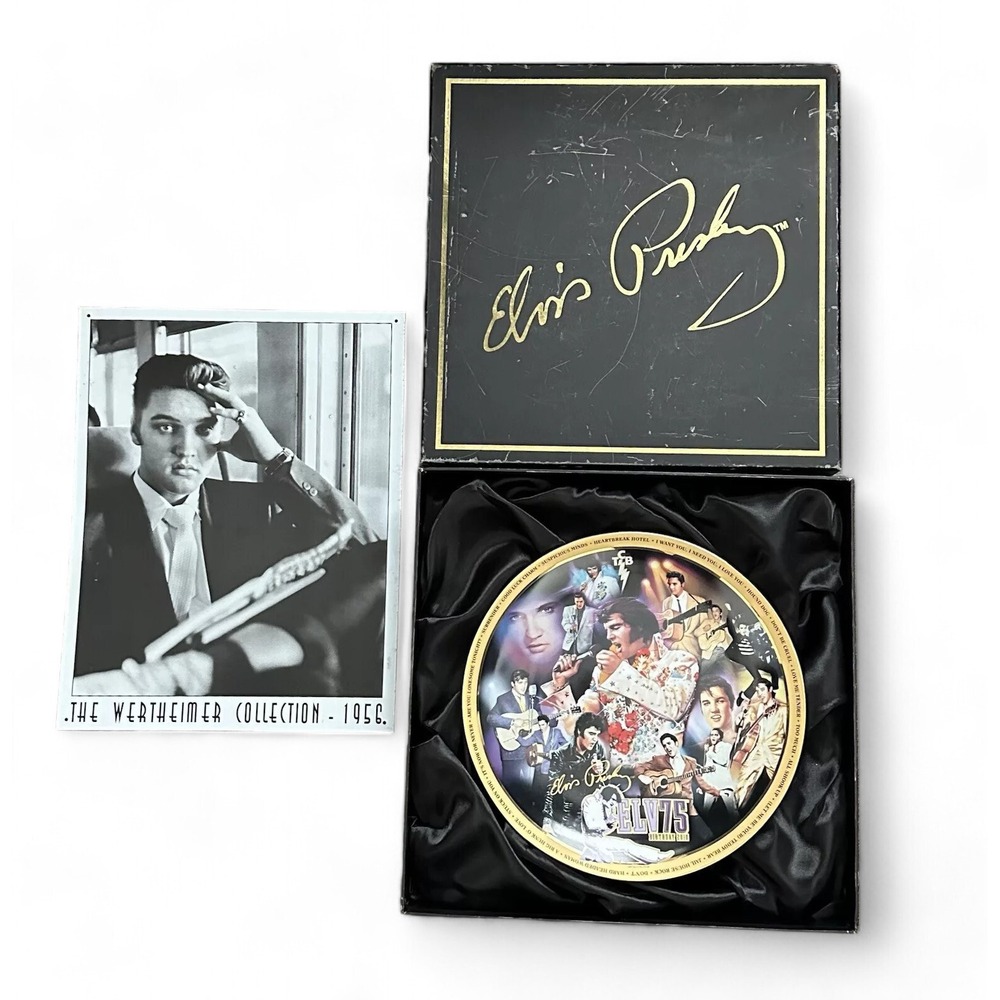 Elvis Presley 75th Anniversary Collector Plate Bradford Exchange & Metal Sign